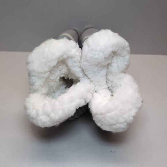 Muk Luks Aloe Infused Cabin Socks Slippers S/M Thick Stripes Grippers Grey - Picture 6 of 6